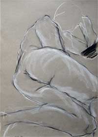 Sabine Penker: Ohne Titel, Kohlezeichnung, 42x59 cm, 2003